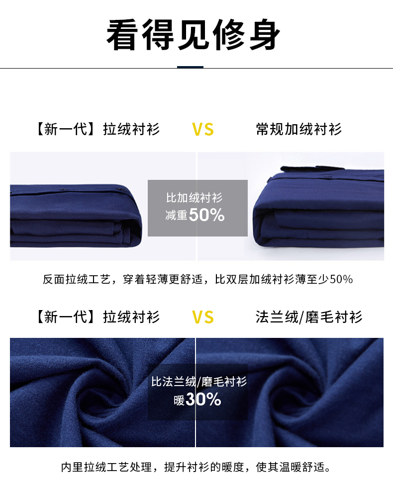 汤河之家  冬季加绒保暖男士长袖衬衫免烫商务修身职业男装上班衬衣加厚C