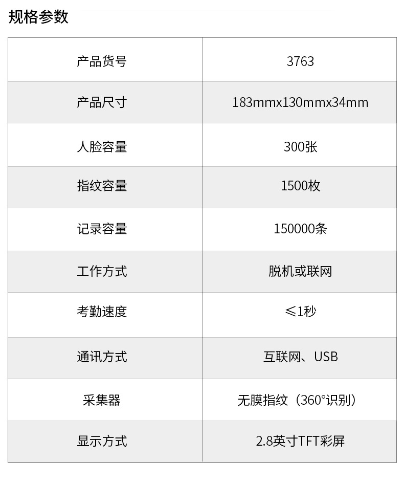 汤河店 人脸指纹考勤机签到器大容量人脸识别 打卡机 免软件A