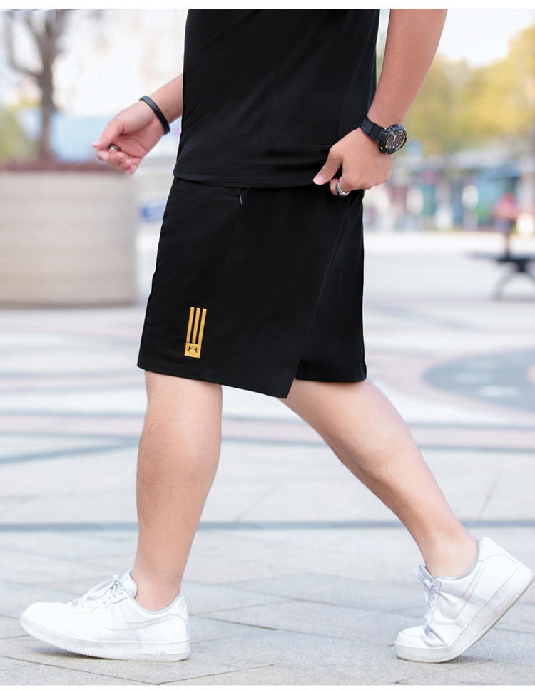 汤河之家 胖子运动套装2020夏季新款加肥加大码男短袖两件套宽松肥佬短裤