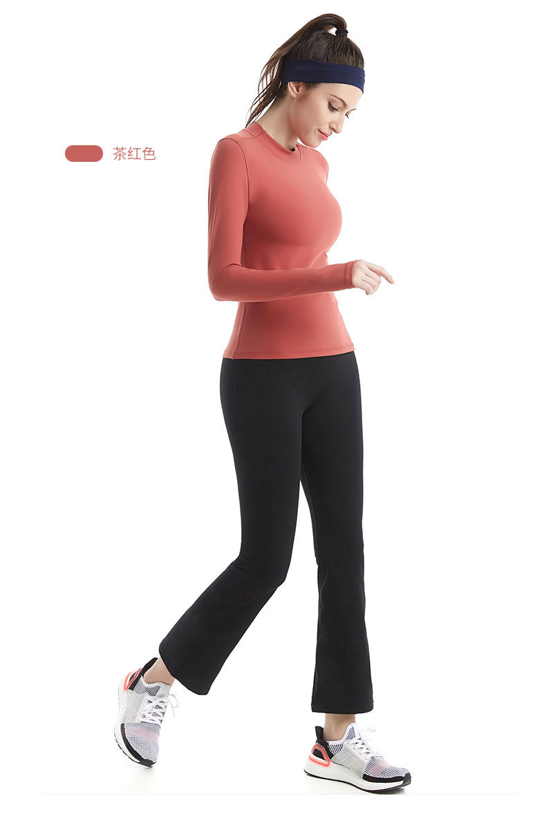 汤河店 新款女士运动户外健身服弹力速干小立领瑜伽长袖T恤健身房瑜伽服C