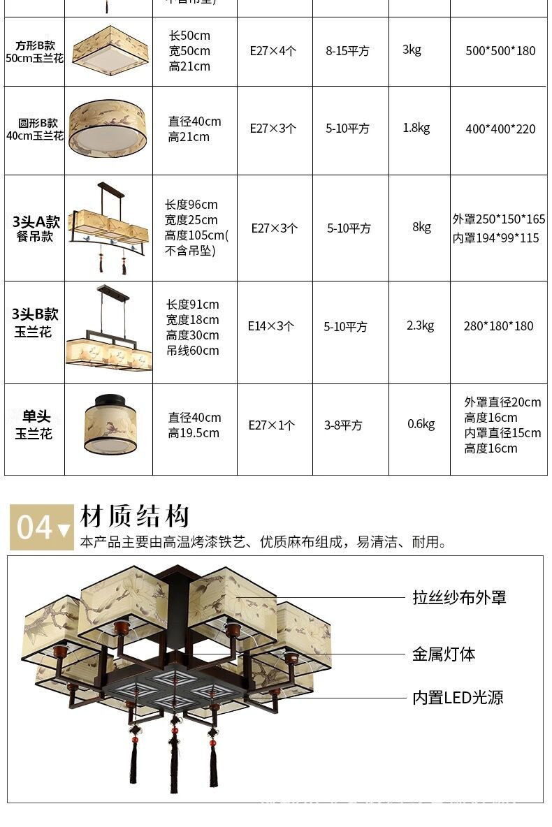 汤河店 新中式吸顶灯方形中国风大气创意客厅灯具卧室书房餐厅个性中式灯