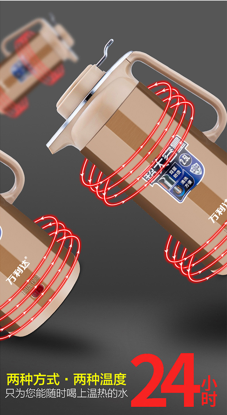 汤河之家 双层防烫热水壶快速保温电热水壶不锈钢电水壶礼品小家电c