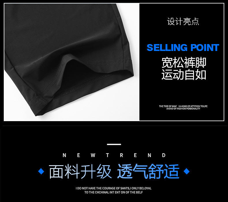 汤河之家 2020夏季新款宽松男士大码休闲裤薄款冰丝速干七分裤男运动裤男裤c