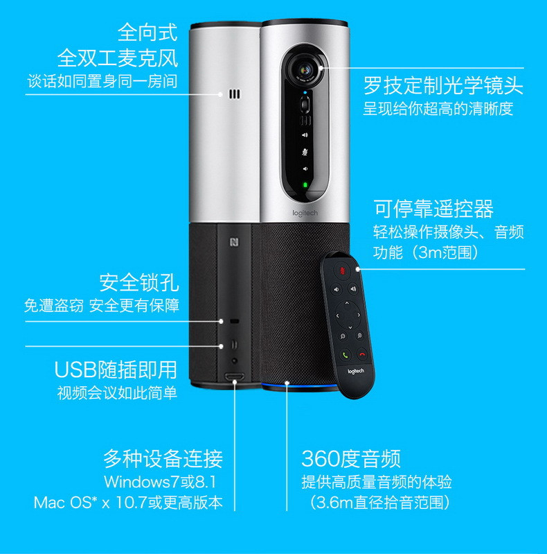 汤河店 Logitech罗技CC2000e高清会议网络摄像头ConferenceCam便携视频