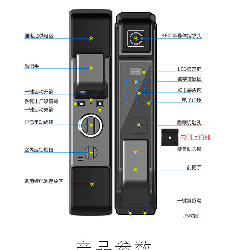 汤河店销智能指纹锁 家用IC磁卡感应门锁自动防盗门电子密码锁a