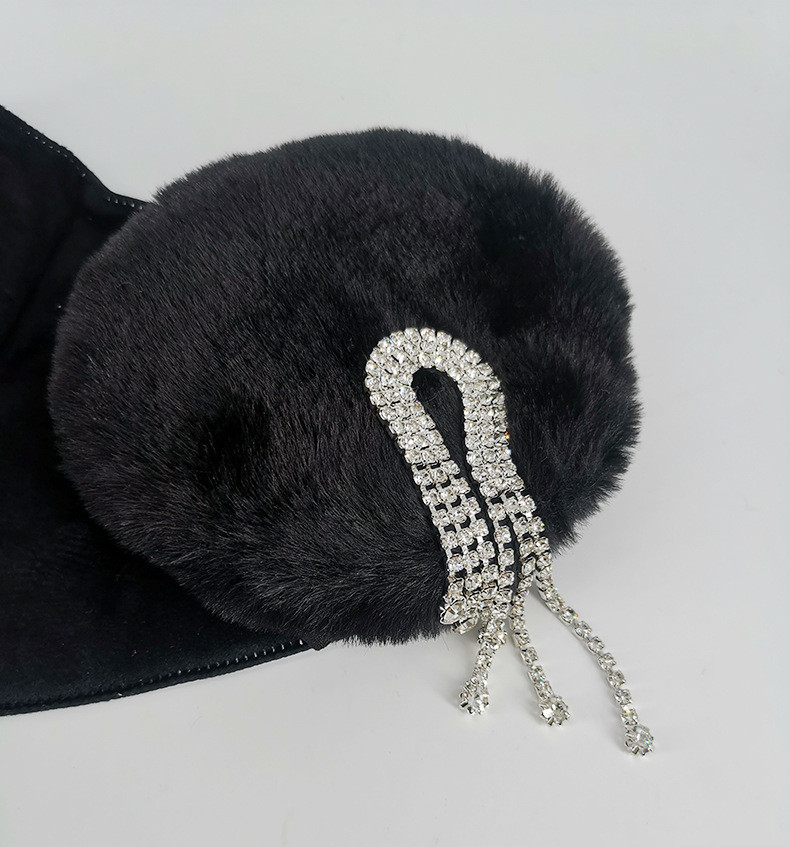 施悦名 欧美新款水钻装饰冬季加厚防寒保暖护耳朵口罩耳罩组合可拆卸佩戴