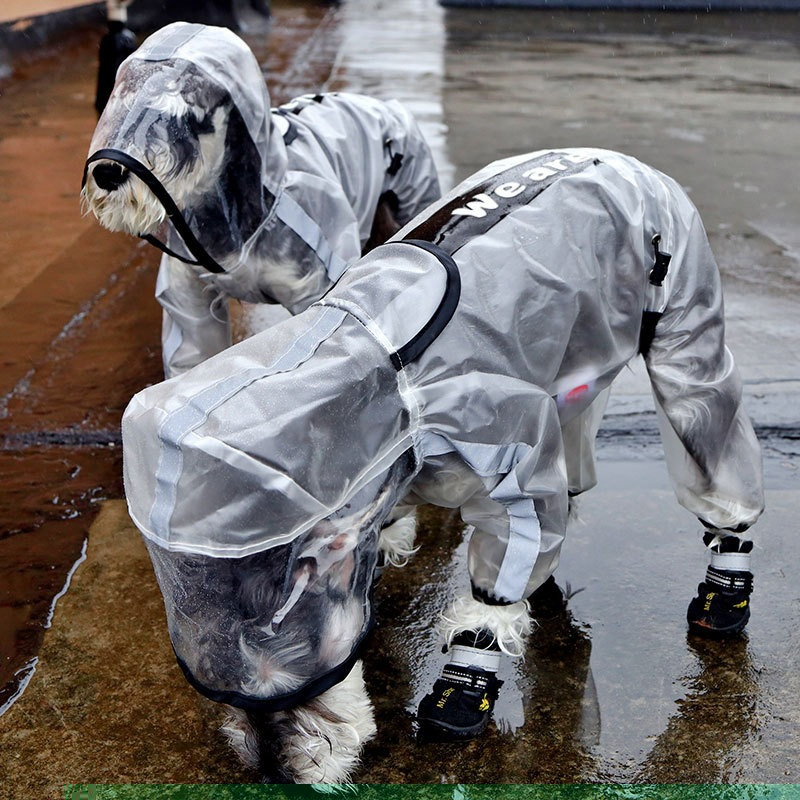 汤河店 狗狗雨衣四脚防水透明反光雨披a