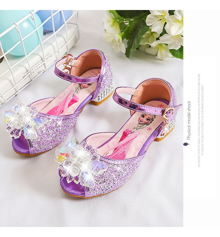 小童马 女童凉鞋新款韩版夏季儿童高跟鞋小女孩水晶鞋时尚软底公主鞋