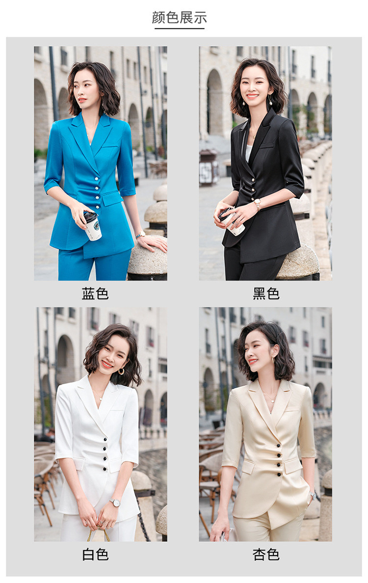 施悦名 小西服女2021春秋新款不规则西装外套女设计感职业韩版套装两件套