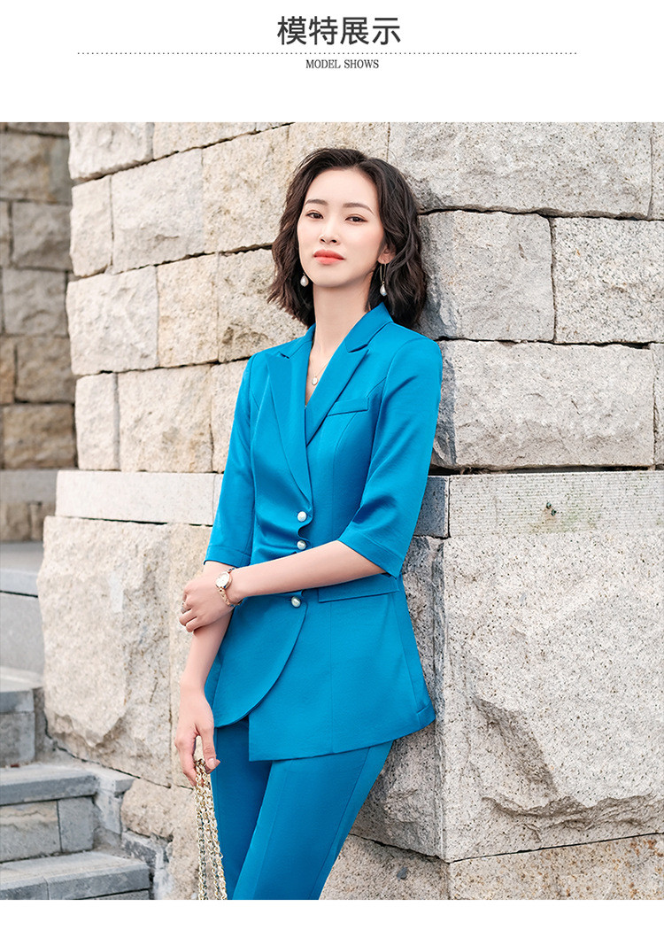 施悦名 小西服女2021春秋新款不规则西装外套女设计感职业韩版套装两件套