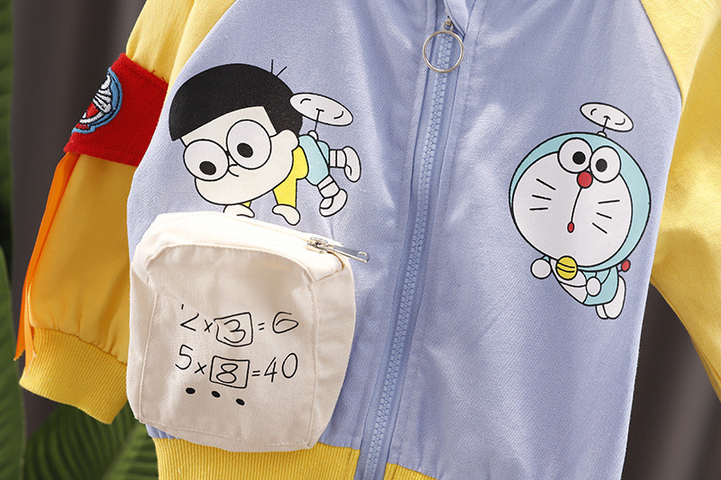 洋湖轩榭 2021新款秋季韩版童装男童女童卡通猫三件套秋装长袖儿童套装潮