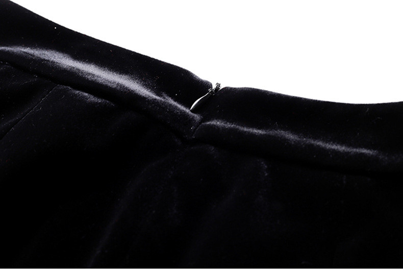 施悦名 金丝绒套装2021年新款女装黑色长袖收腰西服蕾丝鱼尾裙两件套