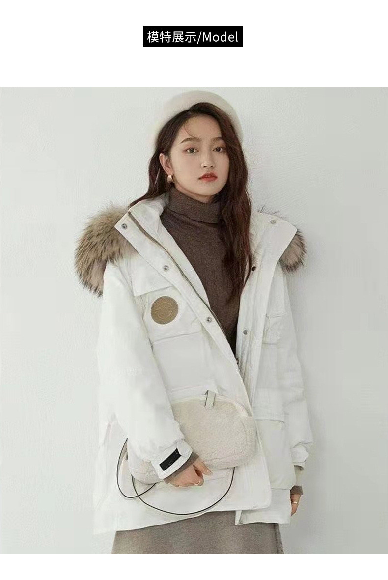 施悦名  2021年冬季新款韩版时尚加厚中长款派克服外套女