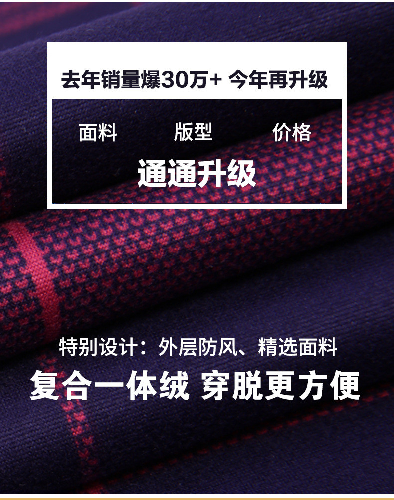 洋湖轩榭 2021新款加绒加厚商务休闲 双面绒中年爸爸保暖衬衫