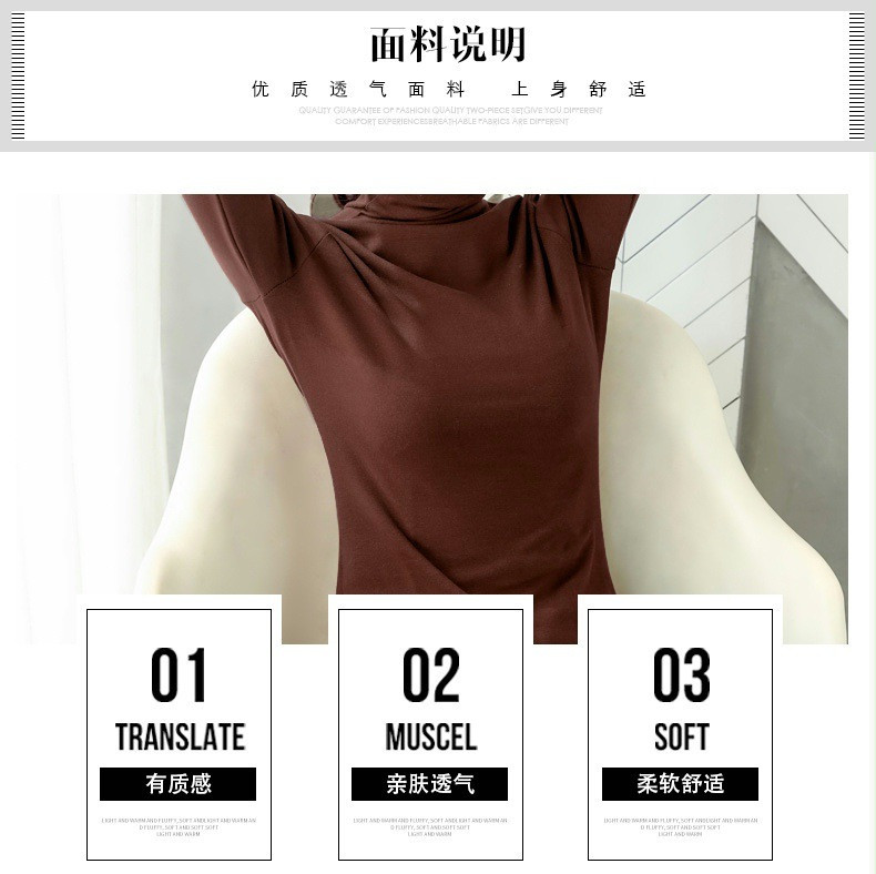 施悦名  2021秋装新款高领打底衫长袖T恤女纯色韩版女装修身上衣
