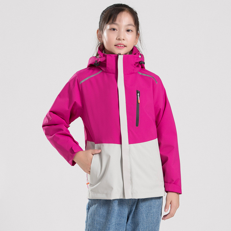 洋湖轩榭 2021潮户外冲锋衣儿童款两件套三合一滑雪服运动保暖服校服活动服