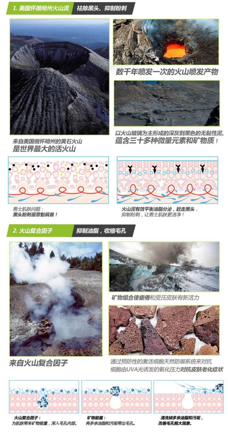 曼秀雷敦 控油清爽系列 洁面乳100g 微米劲炭 净黑头火山泥 活炭深层 去角质磨砂洁面啫喱 男士