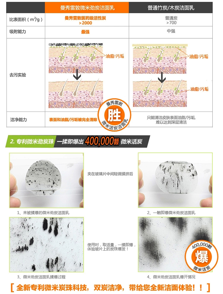 曼秀雷敦 控油清爽系列 洁面乳100g 微米劲炭 净黑头火山泥 活炭深层 去角质磨砂洁面啫喱 男士