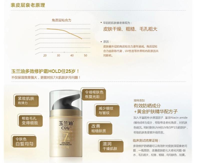  OLAY 玉兰油多效修护 防晒霜SPF15对抗多重岁月问题