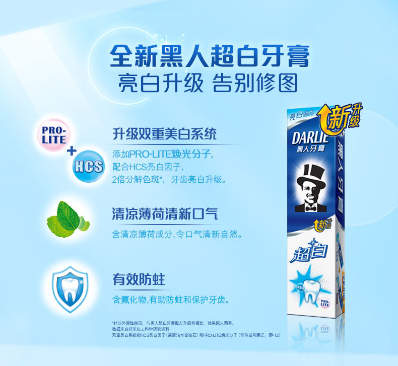 黑人牙膏 190g超白