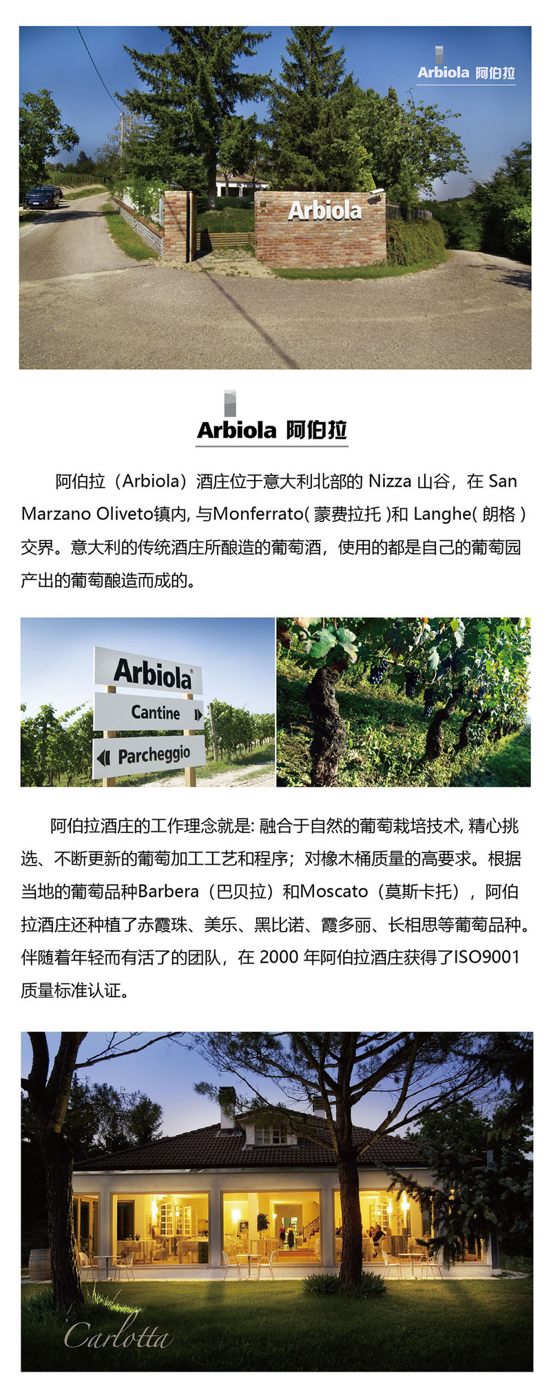 阿伯拉·卡洛塔 巴贝拉·阿斯蒂干红葡萄酒 Arbiola Carlotta Barbera 2009