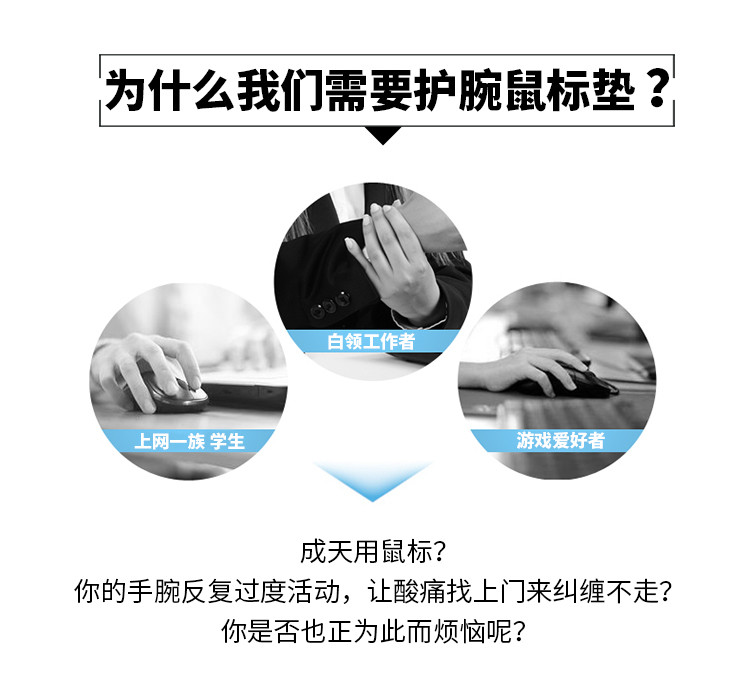 宜适酷 记忆棉艺术护腕鼠标垫 可爱卡通家用办公腕垫 布面防滑鼠标垫 MSP011