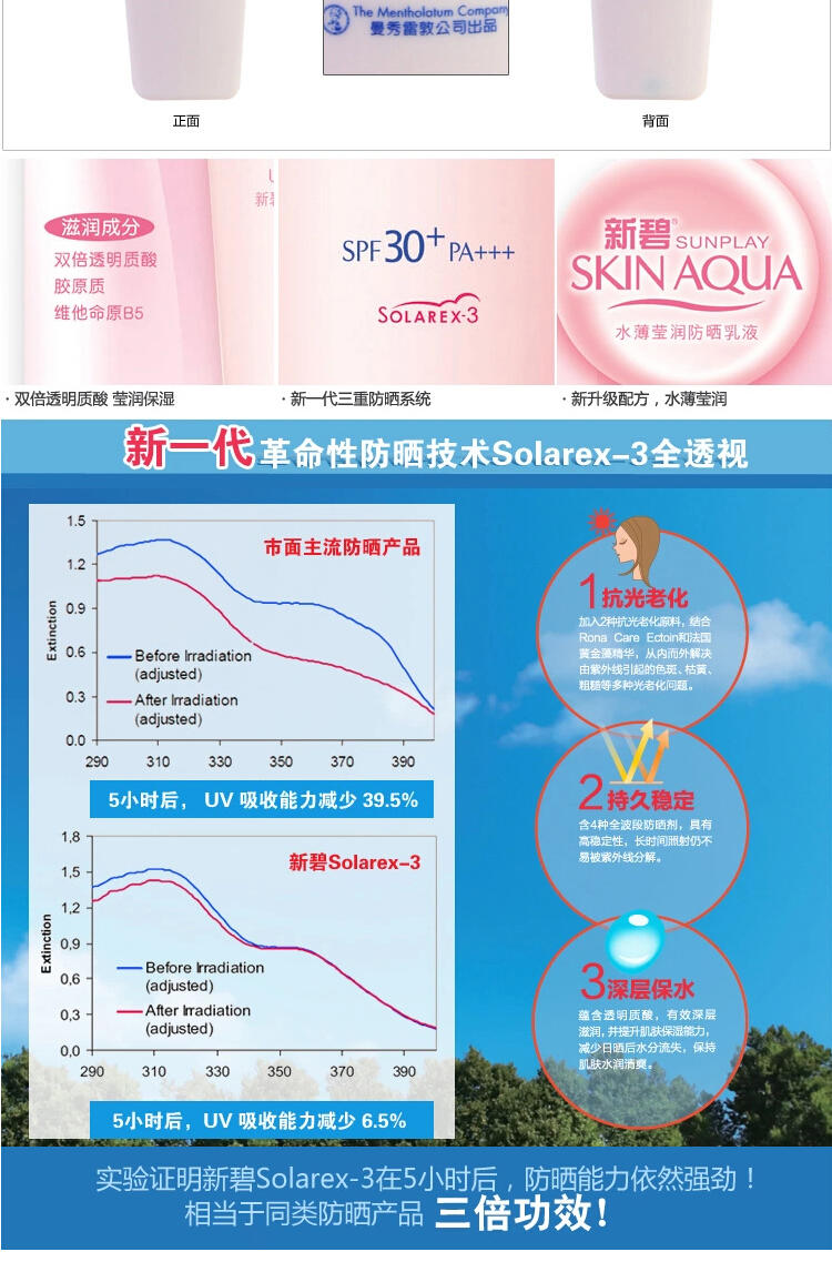 曼秀雷敦新碧水薄莹润防晒乳液SPF30+ 42g（防晒霜 隔离乳 ）