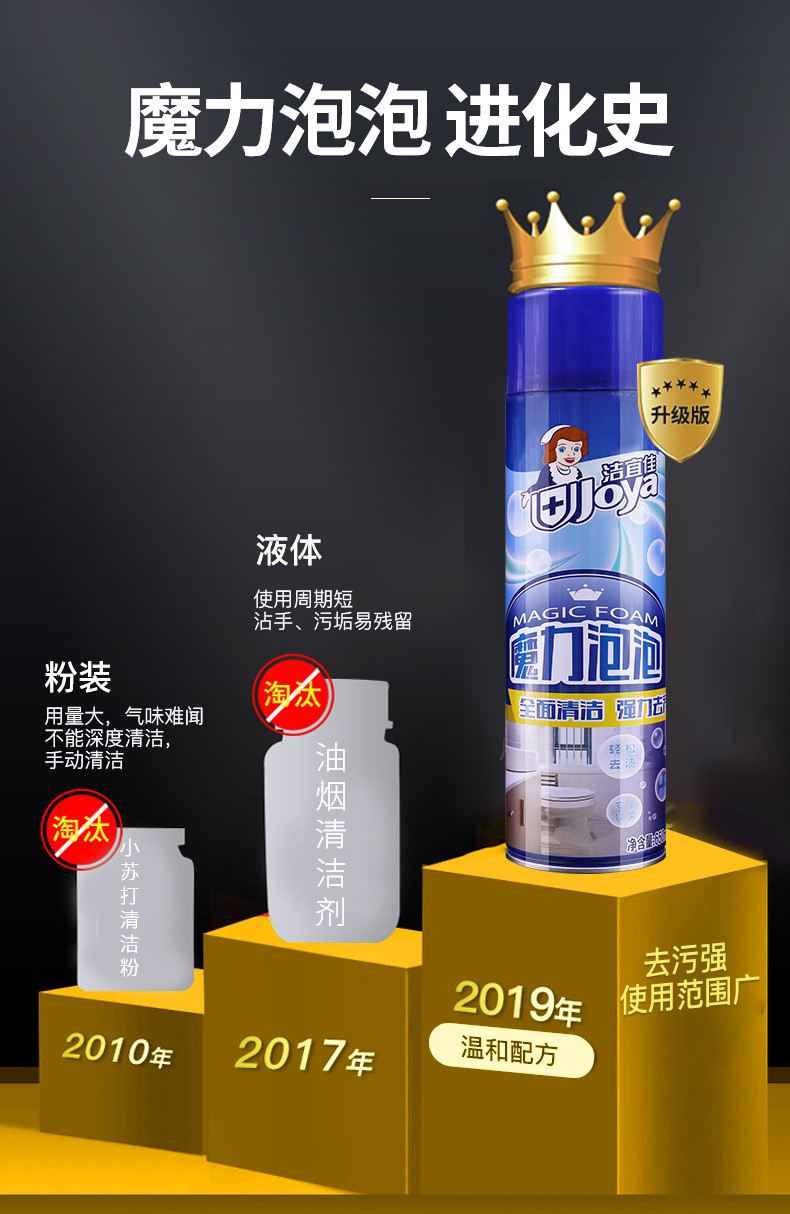 洁宜佳 魔力泡泡清洁剂 650ml*2瓶装（另加送1瓶，实发3瓶）