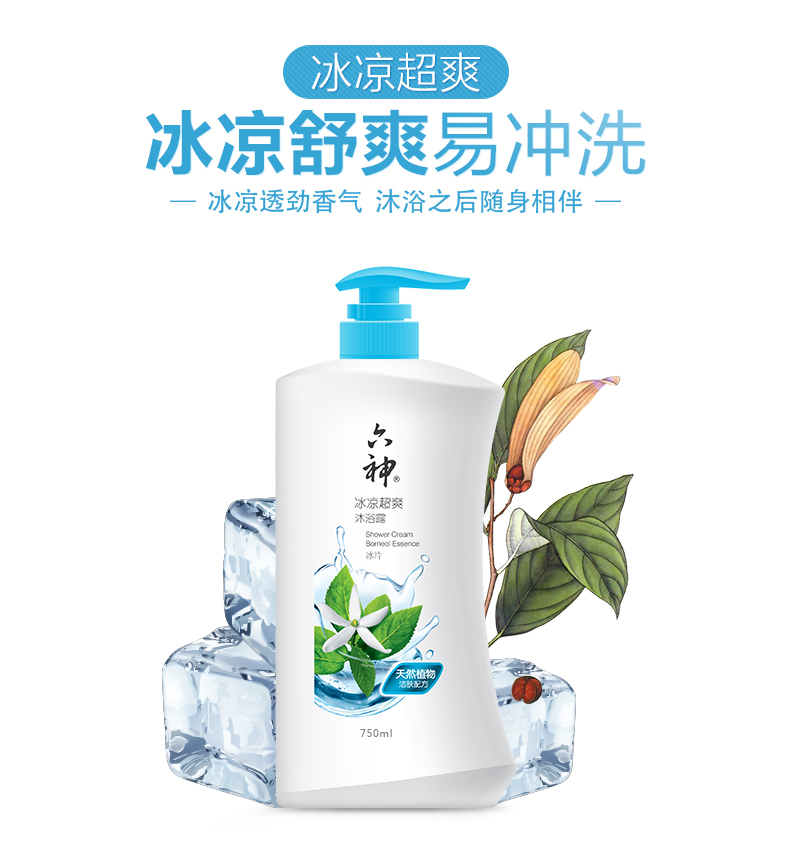 六神 冰凉超爽沐浴露(冰片)750ml 冰凉畅快 精华肌肤