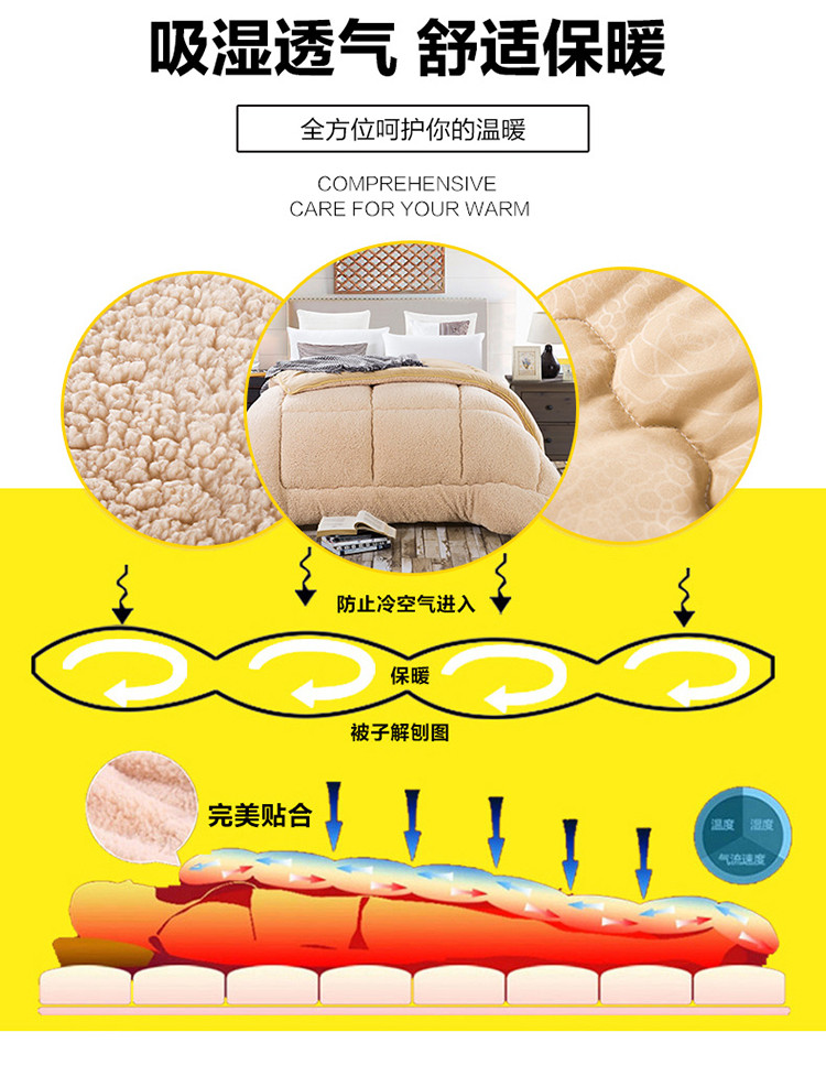 唯眠纺 羊羔绒冬被 加厚加重冬天被子学生宿舍被芯冬季单双人被褥驼色150*200CM 5斤重