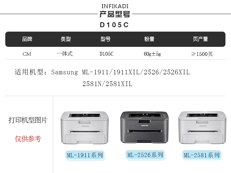 CM硒鼓 三星D105 Samsung 1053 2526 2581N 华人 SCX 4601