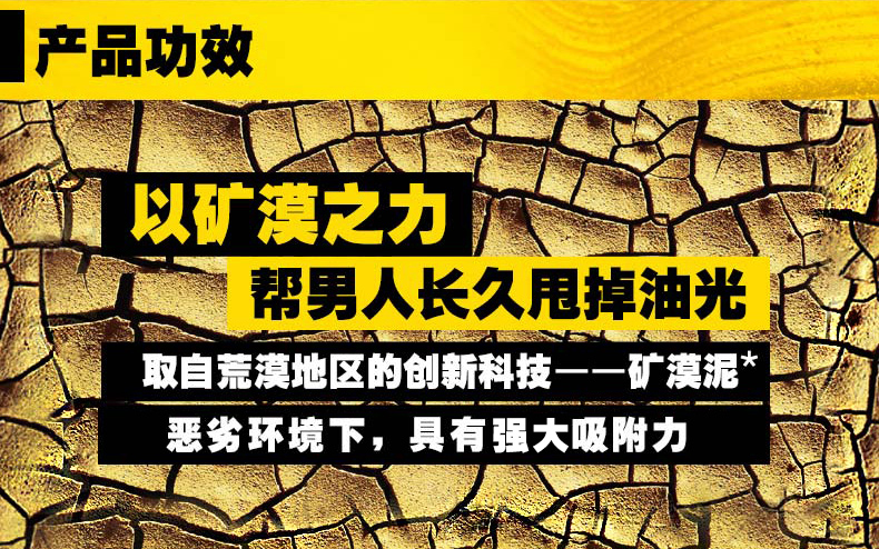  欧莱雅男士矿漠泥长效控油洁面膏100ml 乳洗面奶控油