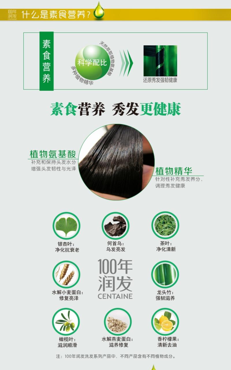 【三大瓶批发】百年润发洗发露750g×3瓶调理植物精华洗发水随机发