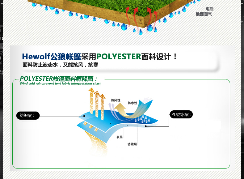 公狼帐篷户外 双人双层多人防暴雨 野外野营装备 露营折叠帐篷