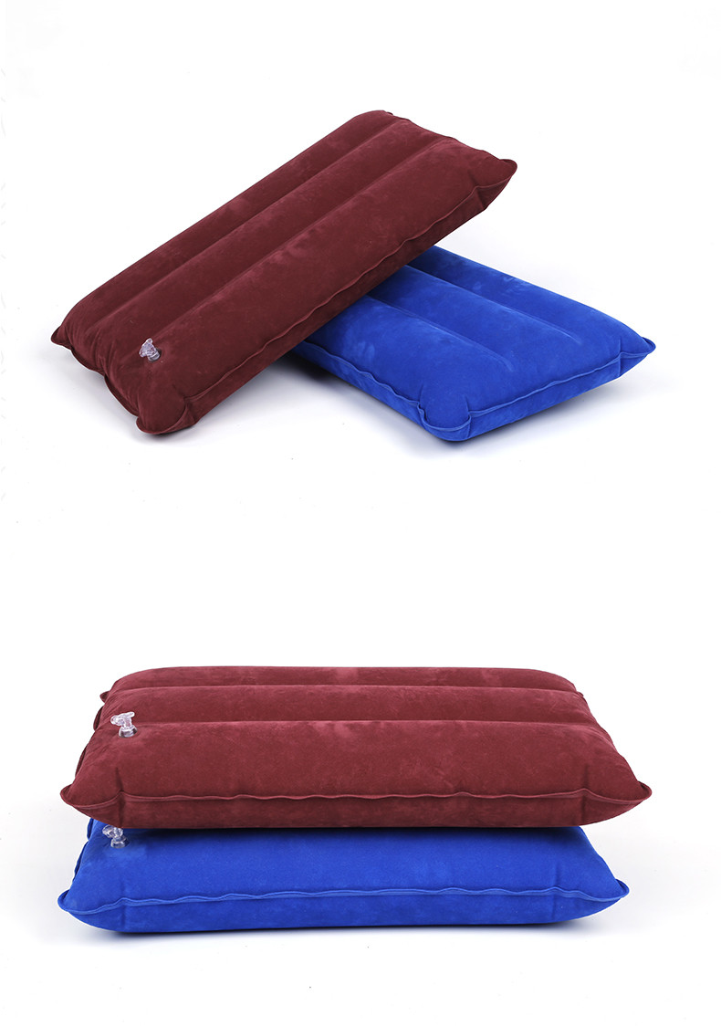 公狼充气枕头 户外方形睡枕靠枕 旅行便携枕 植绒颈枕 护颈吹气枕