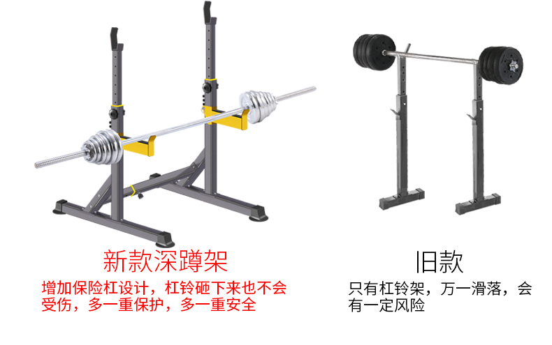 凯康 深蹲架 家用多功能可调节可折叠卧推器健身器材训练举重床哑铃50公斤组合套装