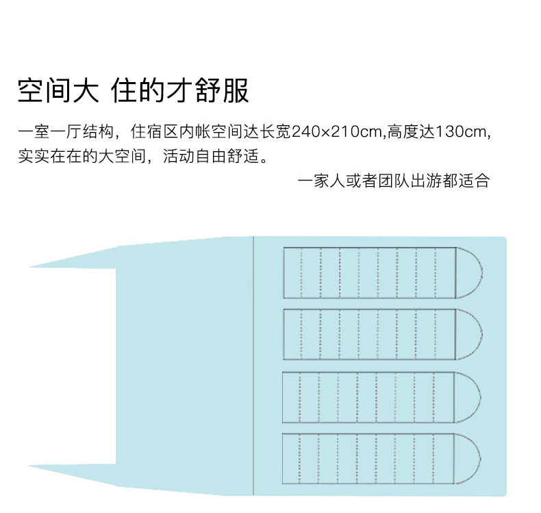 徽羚羊 帐篷户外一室一厅自动速开防雨2人露营沙滩3-4人钓鱼帐篷套餐