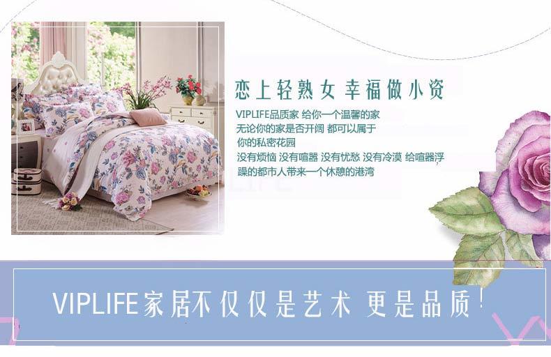 viplife纯棉套件床上四件套全棉厚床上用品条纹田园秋冬加厚被套