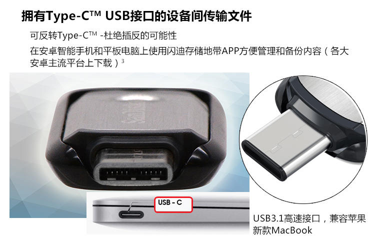 闪迪(SanDisk)至尊高速(CZ450)Type-C 64GB 薄型U盘