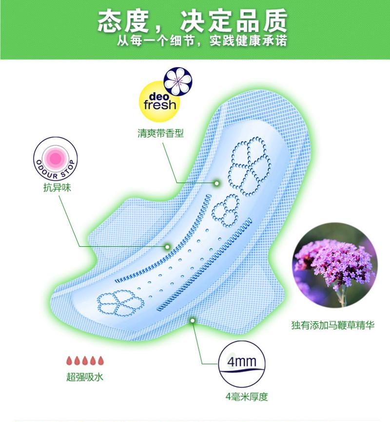 欧洲进口Bella 贝拉草本系列马鞭草精华日用235mm卫生巾12片香型