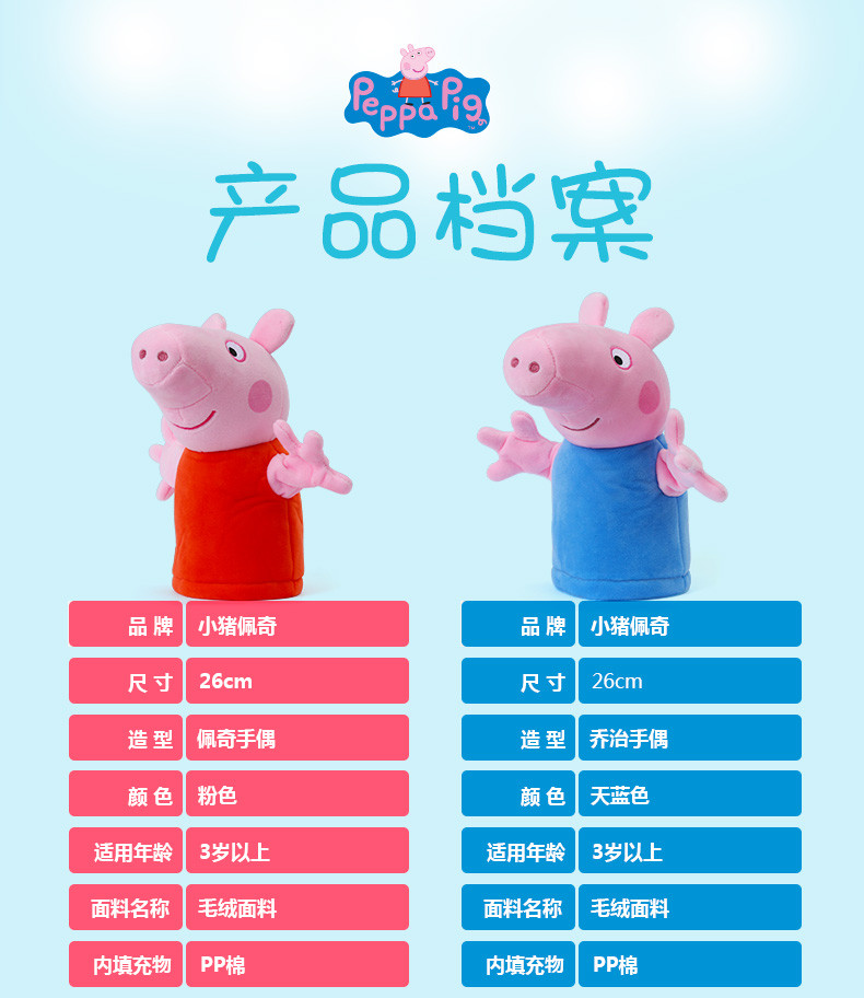 小猪佩奇PEPPA PIG粉红猪小妹佩佩猪可爱儿童手偶毛绒玩偶玩具26cm