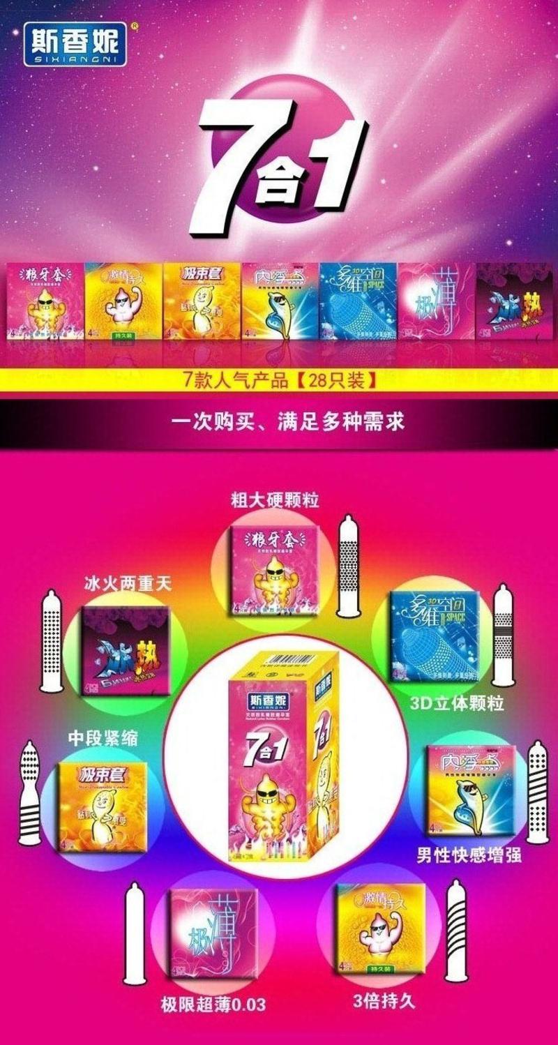 斯香妮7合一安全套成人情趣性用品润滑避孕 28只