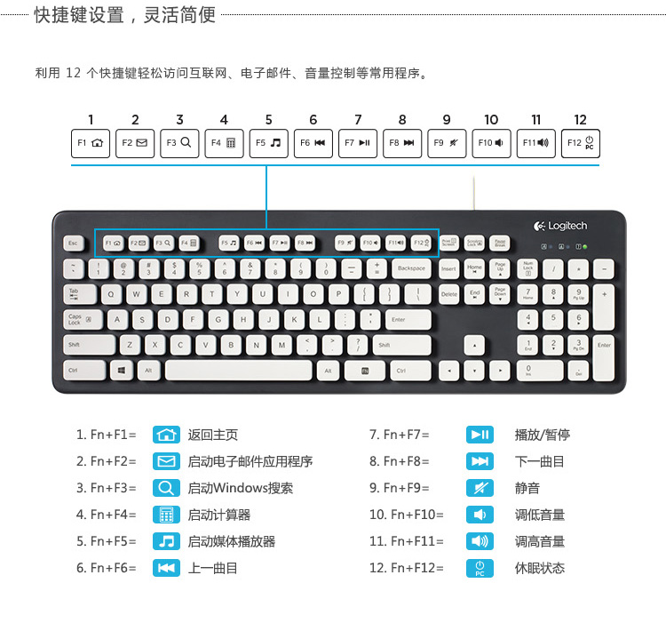 罗技K310 防水水洗USB有线键盘笔记本台式电脑