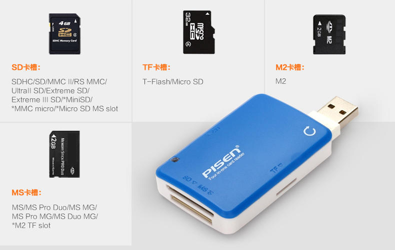 金士顿8G内存卡SDC4/8GB+品胜四合一读卡器套装