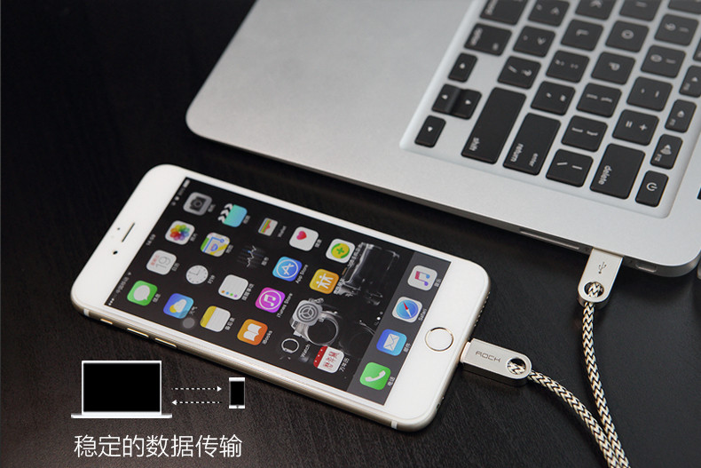 ROCK（洛克）苹果数据线iphone6s手机鹅卵石锌合金充电器快充线