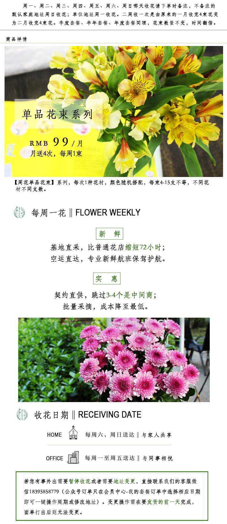 【江浙沪皖顺丰包邮】蜜后花园包月套餐4次 一周一花单品花束每次不同