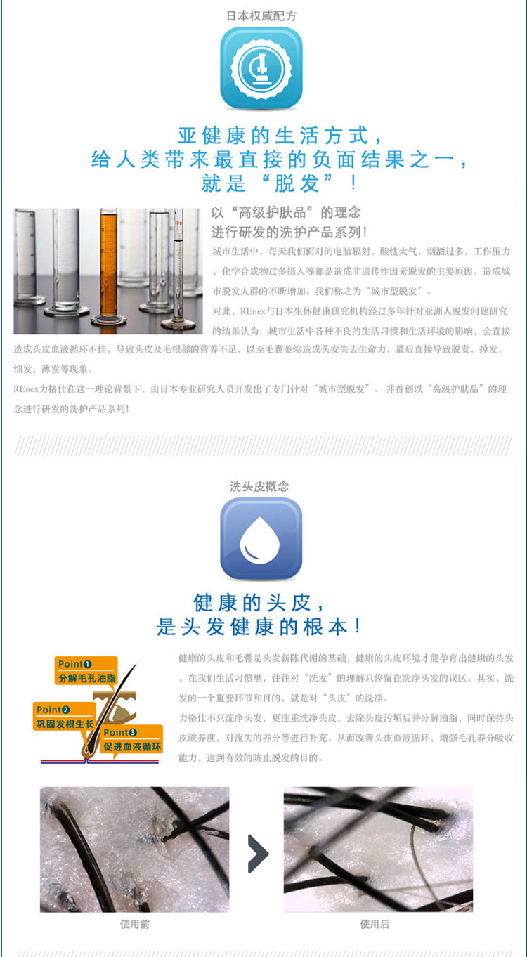 REnex力格仕植物滋养洗发水/洗发液 产后洗发水 500ml 无硅 温和