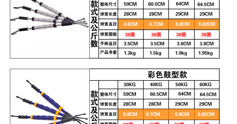 艾米娅 50kg60kg电镀臂力器胸肌训练健身器材臂力棒握力棒