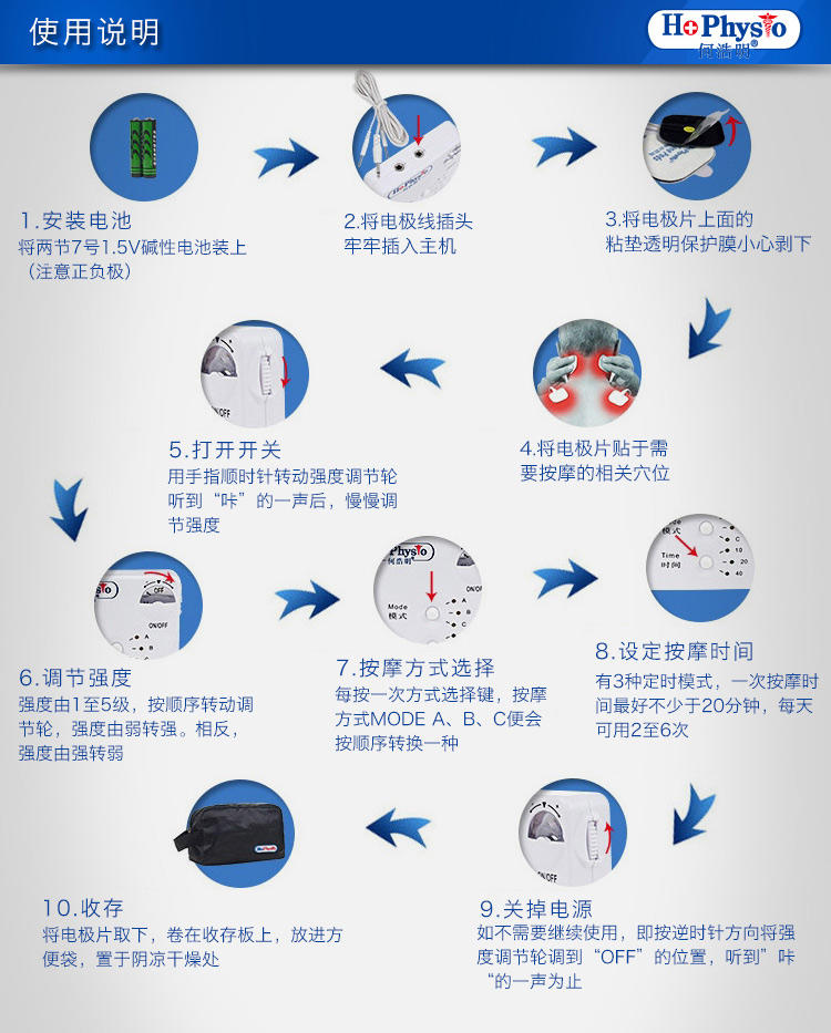 艾米娅 保健按摩机按摩仪贴片器理疗仪数码经络多功能脉冲腰椎颈椎