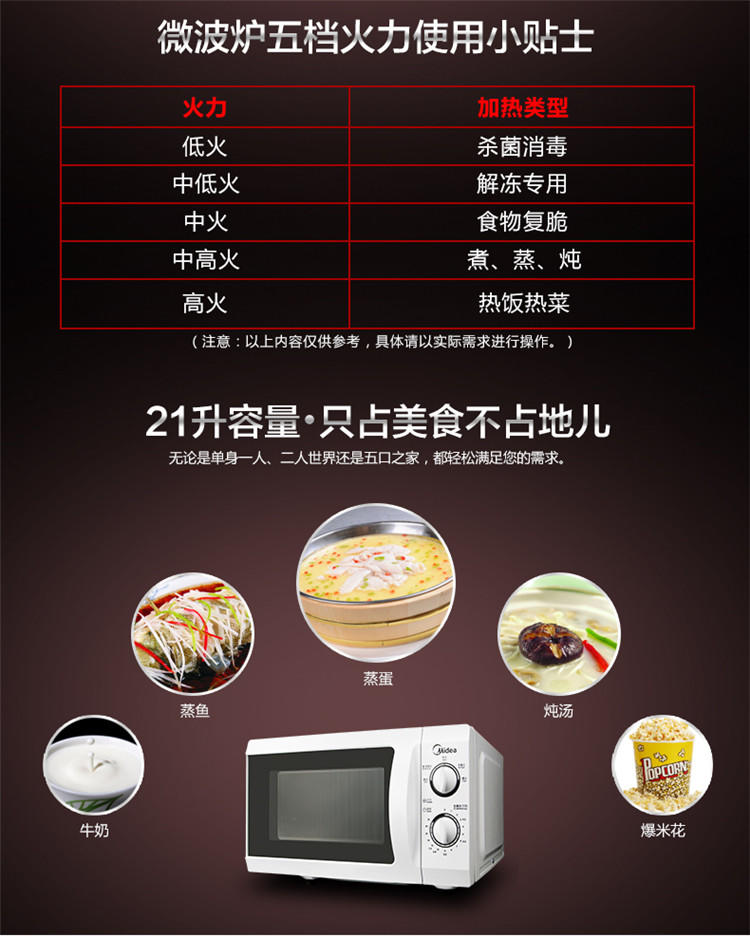 【江西农商】【可卖全国】美的（Midea）M1-L213B 转盘微波炉 【四平电器旗舰店】